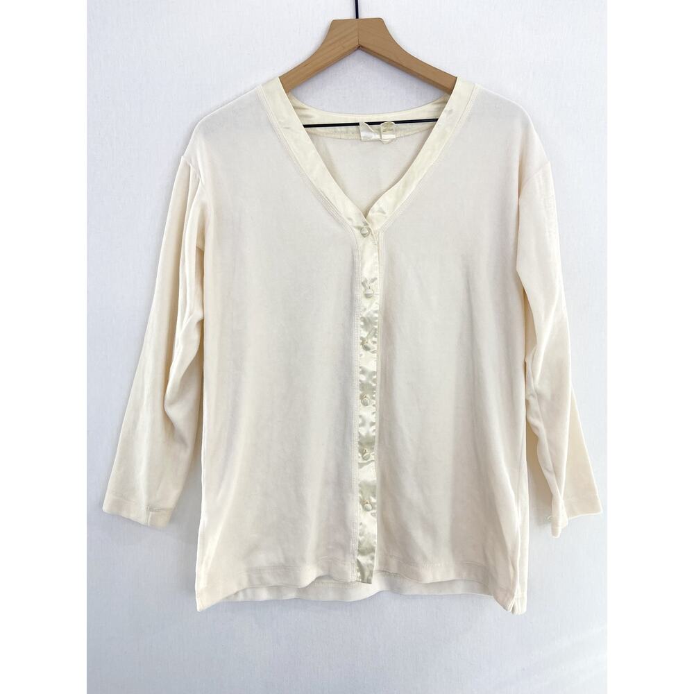 80s Victoria's Secret Pajama Set XS Gold Crown Label Ivory Cream Vintage